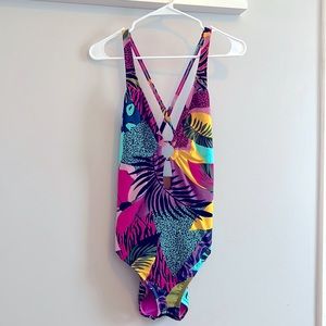 Bleu Rod Beattie - Printed Cut-Out One-Piece Swimsuit - 10